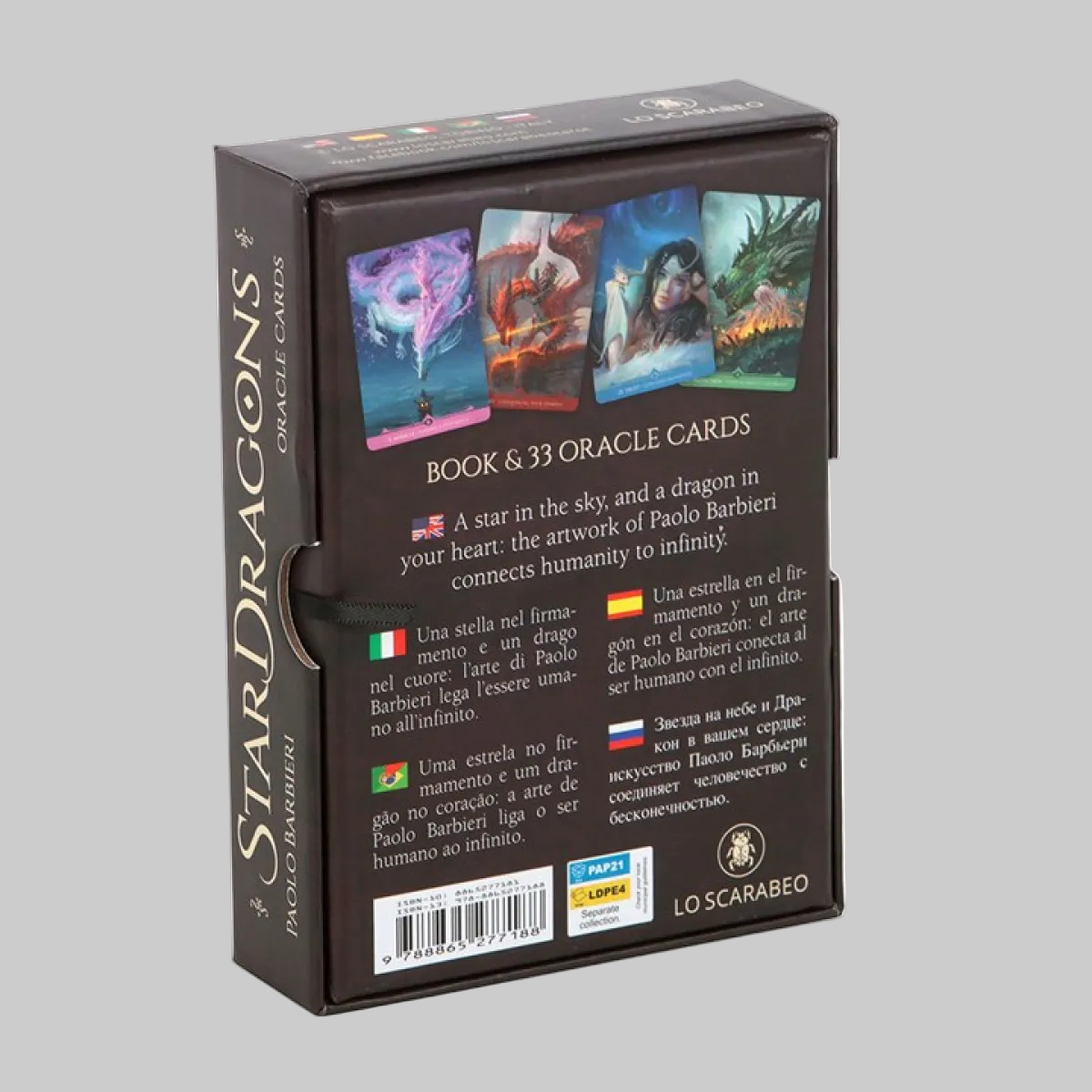 Box of Star Dragons Oracle Cards with images on the back