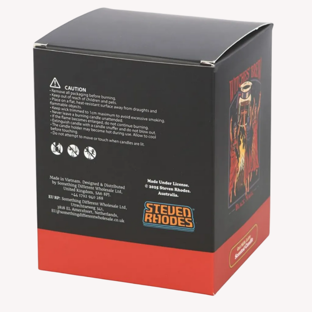 Box packaging with branding and safety information on a white background