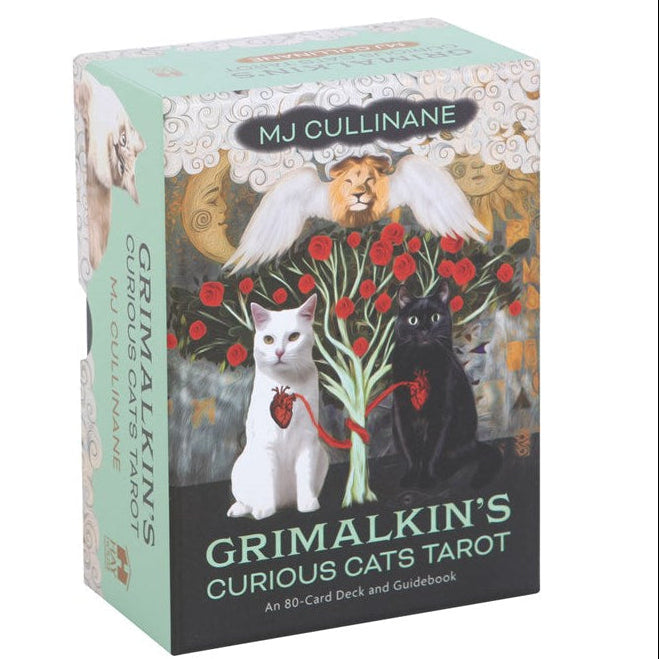 Box of Grimalkin's Curious Cats Tarot featuring cats and a tree on a white background