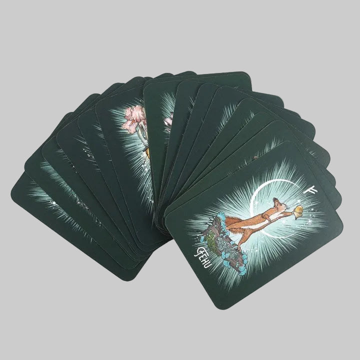 Set of tarot cards with astrological design on a white background