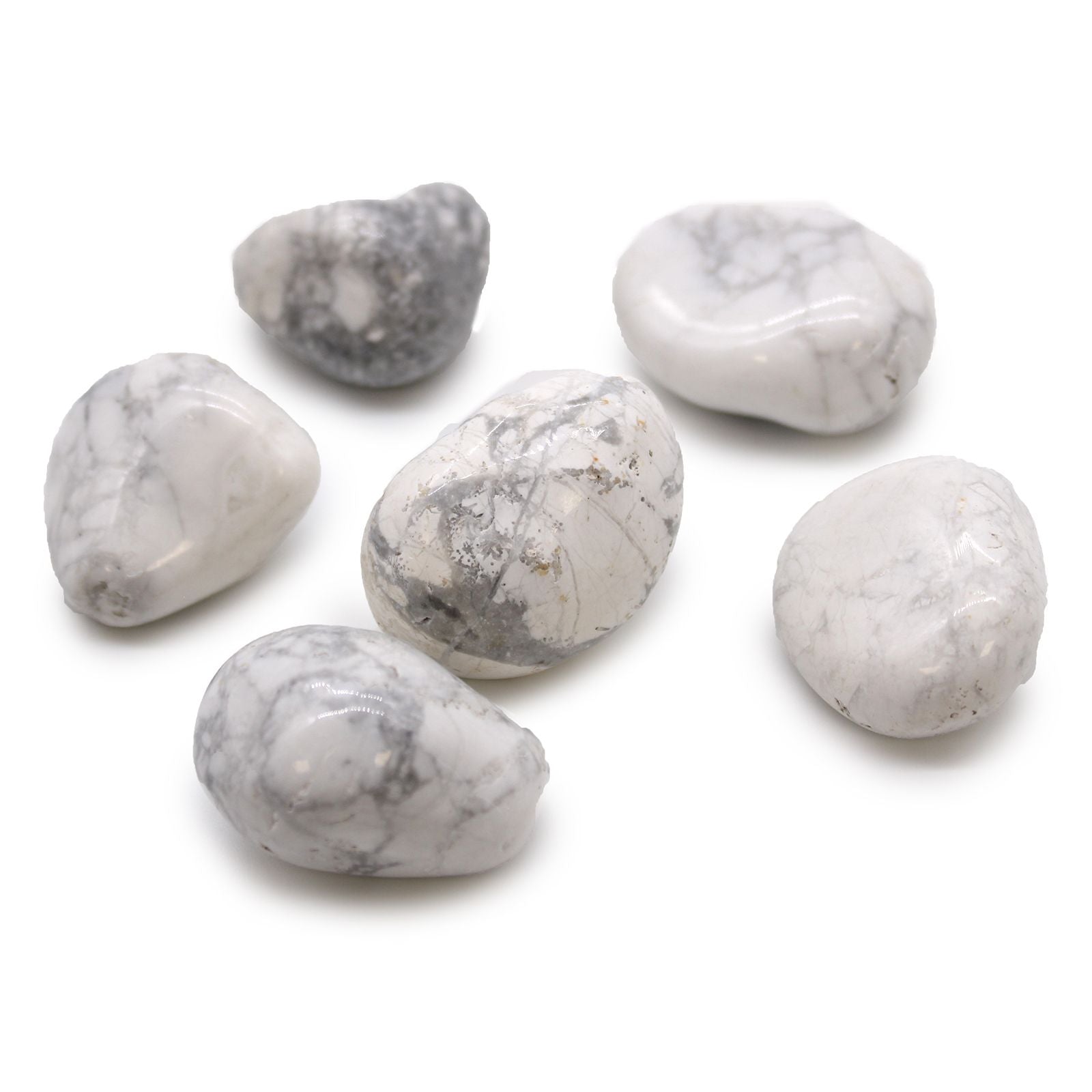 Set of gray and white marbled stones on a white background