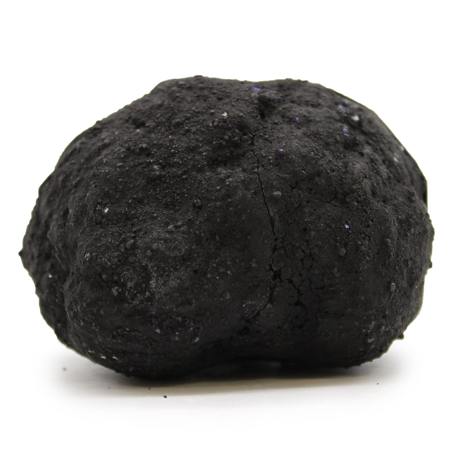 Black textured ball on a white background