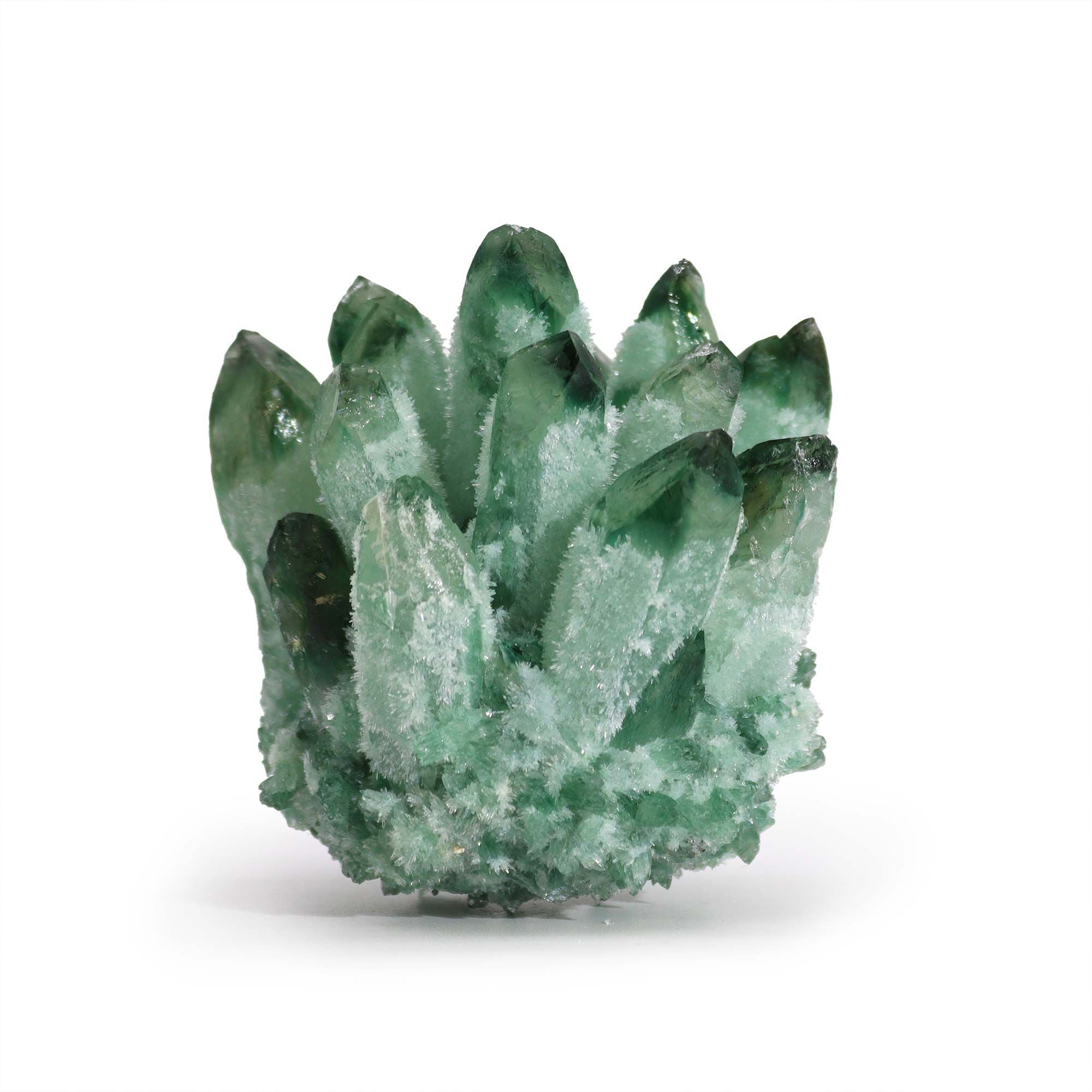 Green crystal on a white background