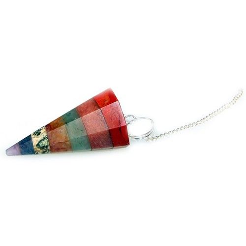 Multicolored cone-shaped pendant on a white background