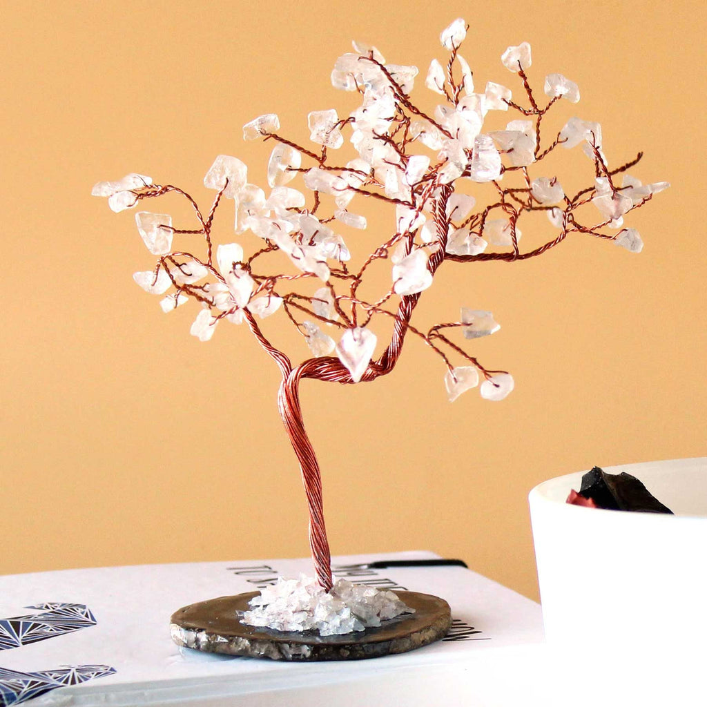 Decorative tree with white flowers on a yellow background