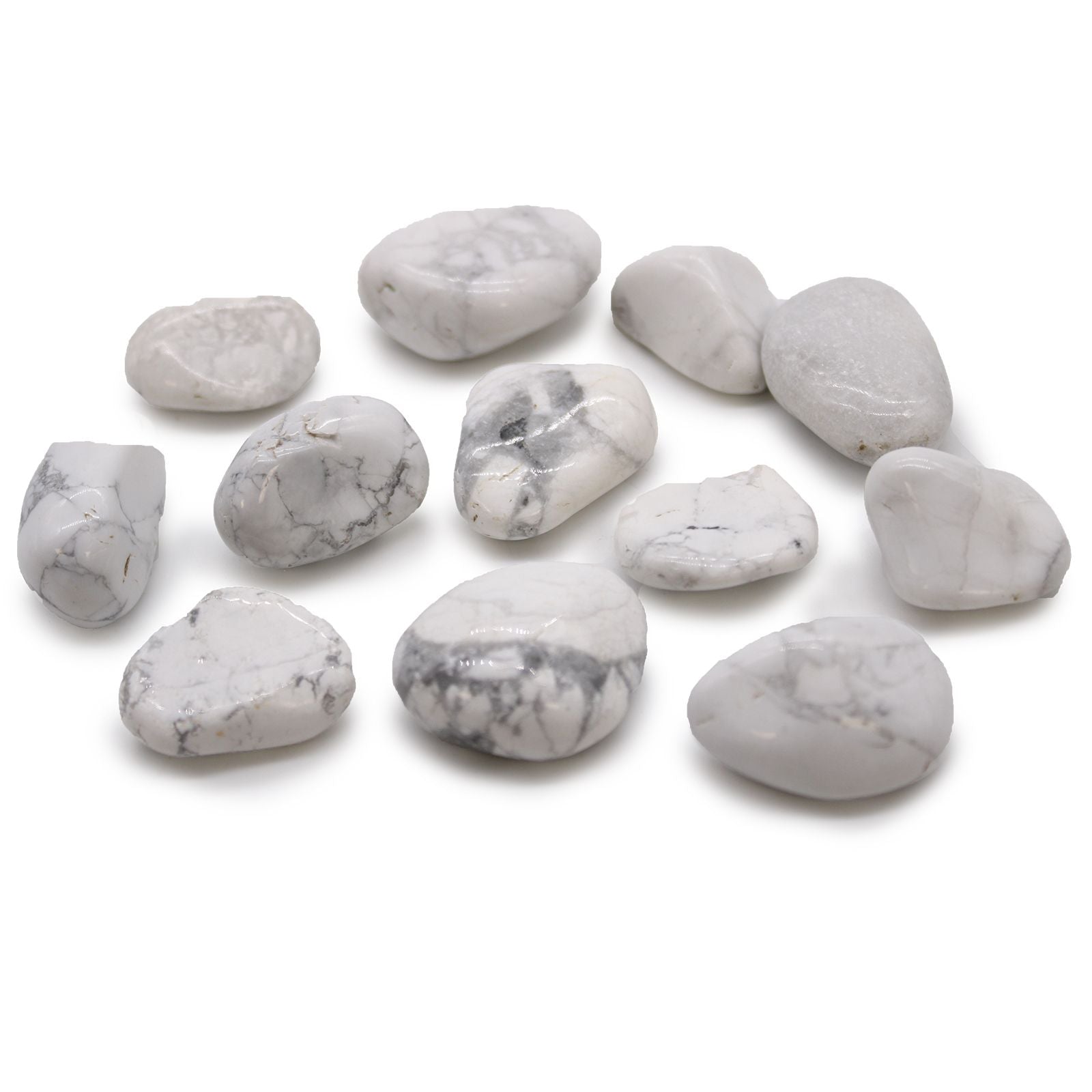 White and gray marbled stones on a white background