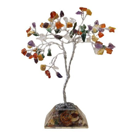 Multicolored crystal tree on a white background