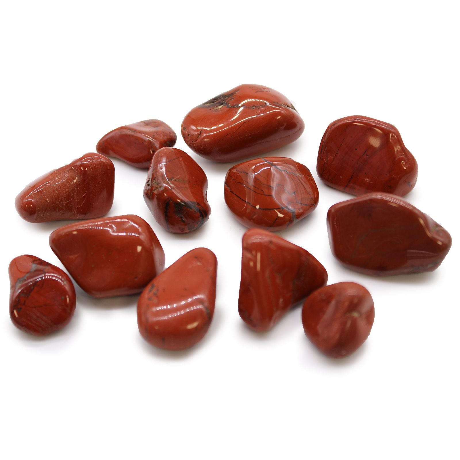 Red stones on a white background
