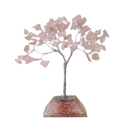 Decorative tree with pink leaves on a white background