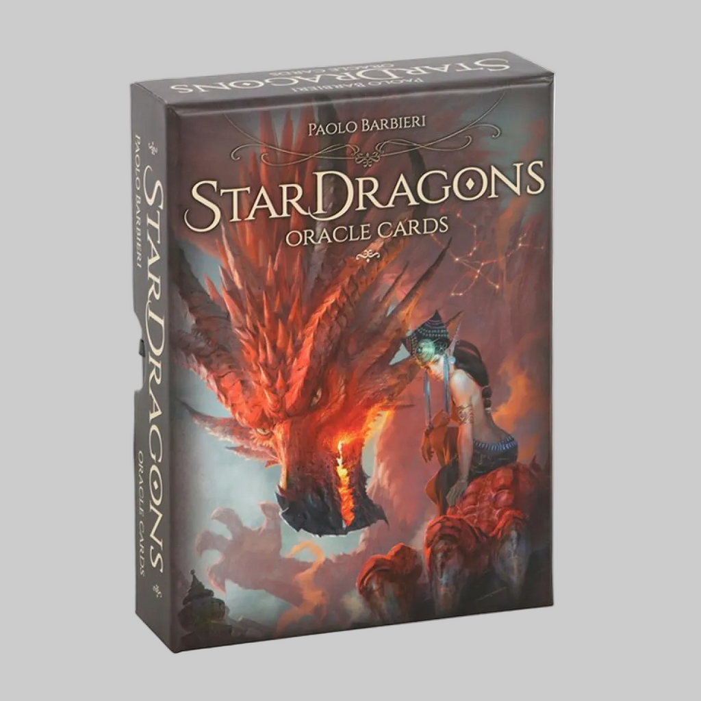 Box of Star Dragons Oracle Cards with a dragon and mystical design on the cover.